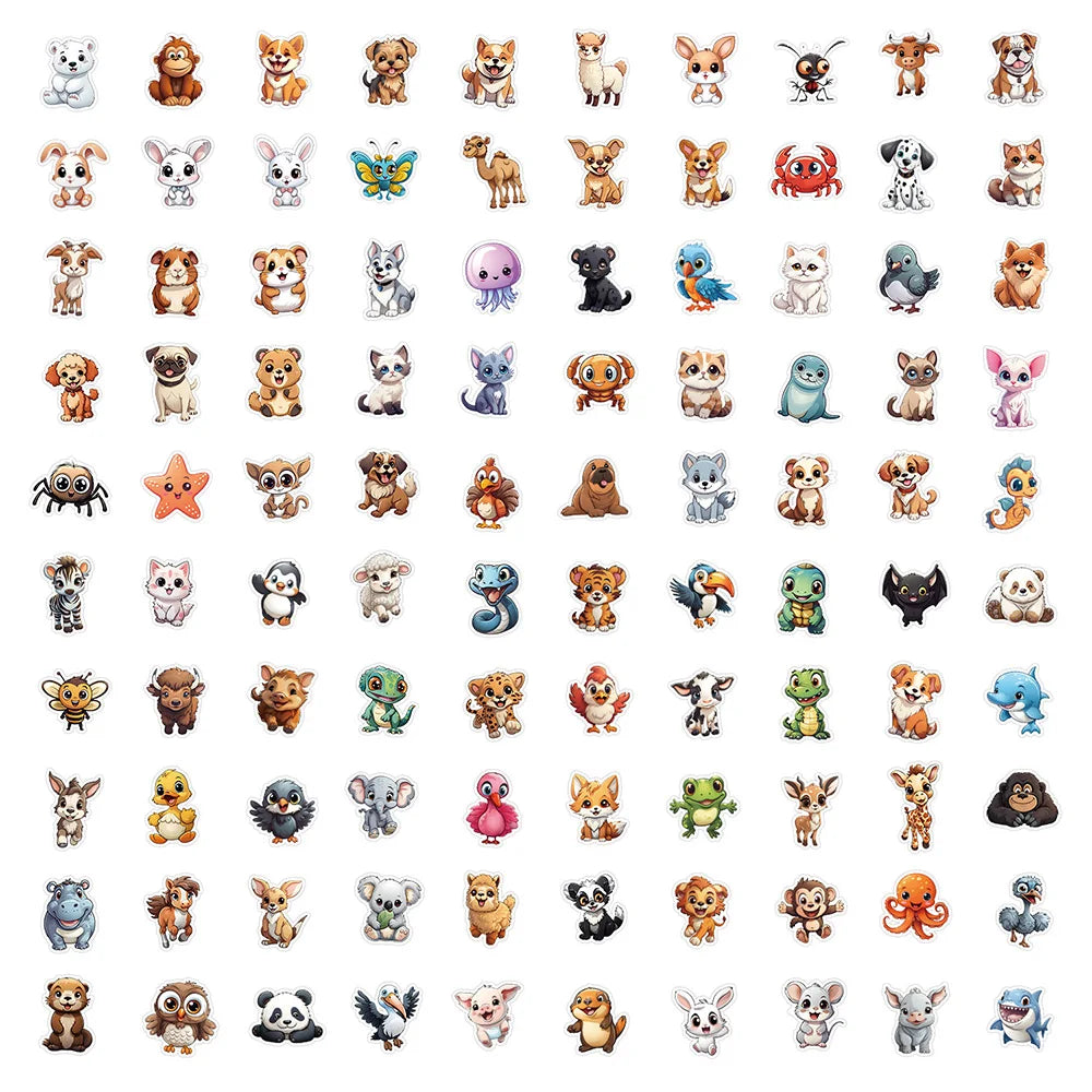 10/30/50/100pcs Cute Cartoon Baby Animals Stickers Kawaii Graffiti Decals Decoration DIY Scrapbook Luggage Phone Sticker Packing