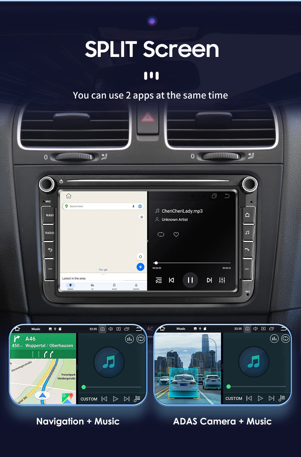 For Volkswagen Passat B6 VW Golf 5 Transporter Polo Jetta Skoda Seat Android 14 Carplay 2 Din Car Radio Multimedia Player GPS 4G