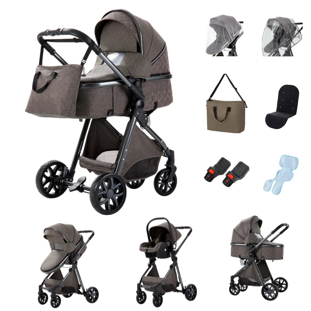 Baby Stroller 3 in 1 Multifunctional Stroller Easy Folding Travel Portable Baby Carriage Safety Seat EU Standard Free Shipping