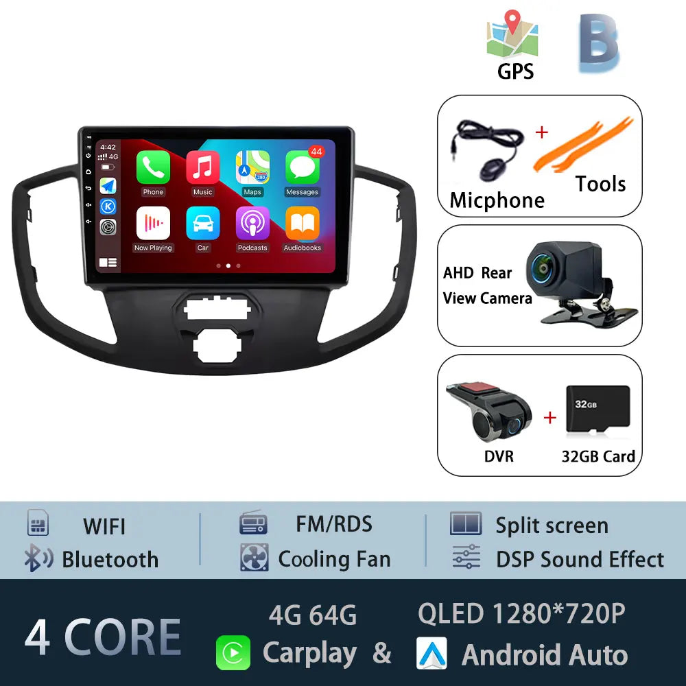 Android 15 for Ford Transit 2015 - 2018 Qualcomm Snapdragon Navigation 4G WIFI  Multimedia Player Auto Carplay auto BT