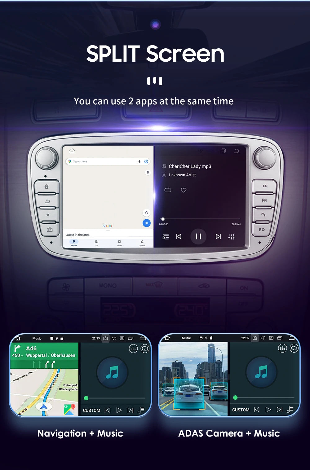 Hizpo 7inch Android Car Radio for Ford Focus S-Max Galaxy C-Max Kuga Mondeo Multimedia Auto CarPlay RDS DSP BT 4G CarPlay SWC