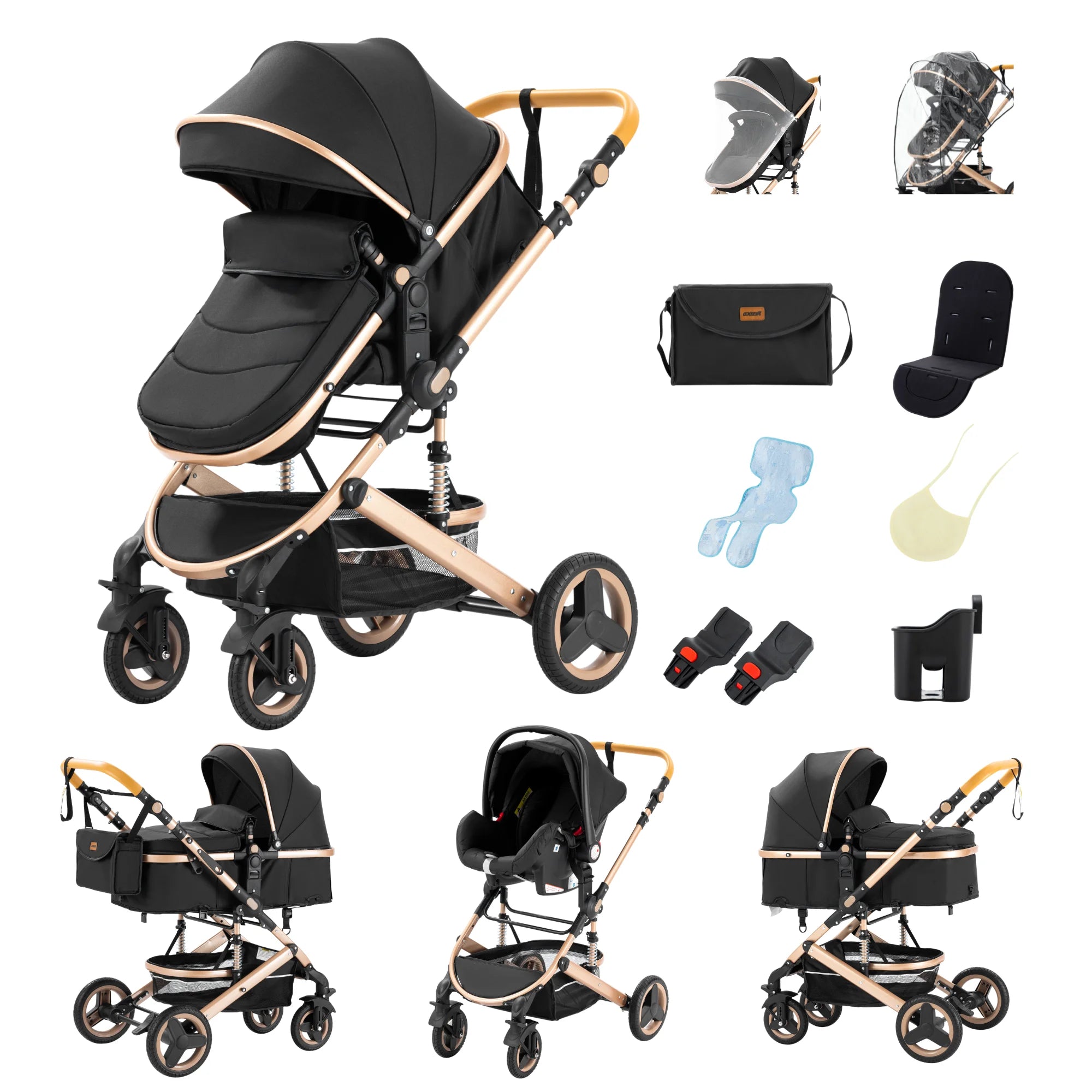 Baby Stroller 3 in 1 Multifunctional Stroller Easy Folding Travel Portable Baby Carriage Safety Seat EU Standard Free Shipping
