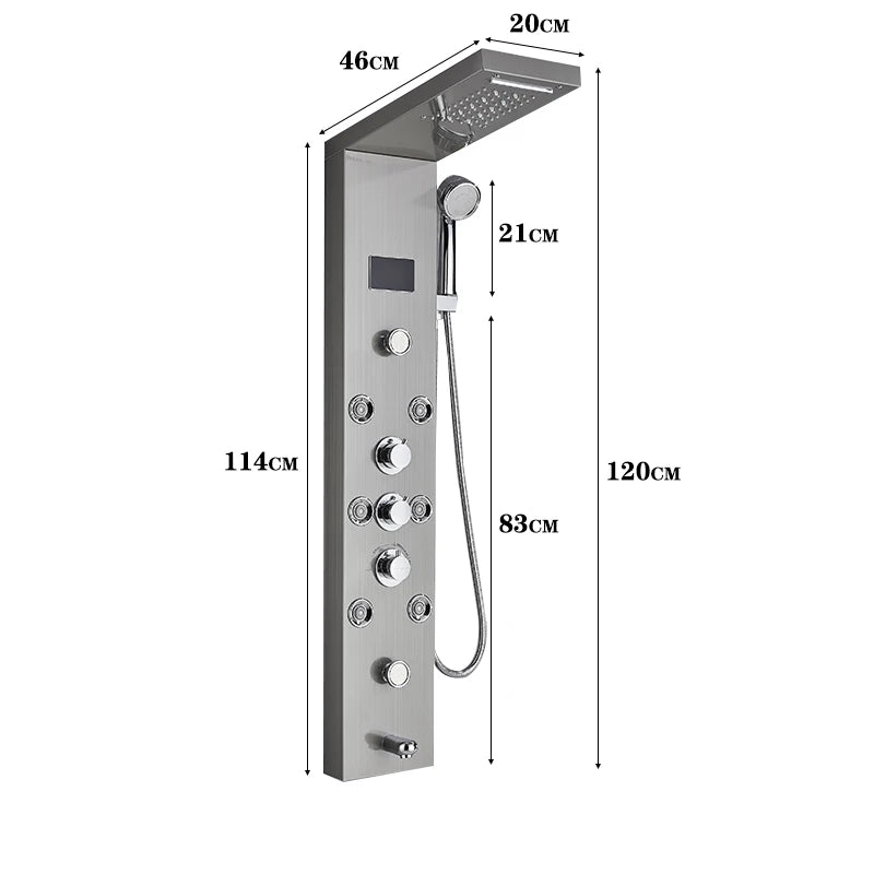 LED Light Bathroom Shower Faucet Set LED Rainfall Shower Panel System Bathtub Water Mixer Tap Massage SPA Temperature Screen