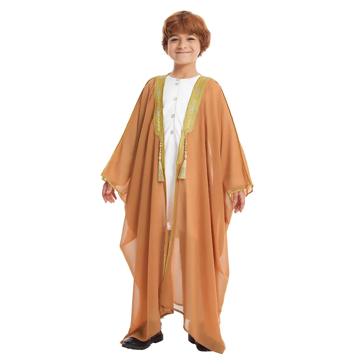 Muslim Saudi Arabian Boy Abaya Children Praying Islamic Clothing Kimono Middle Eastern Teen Dress Dubai New Fashion Classic