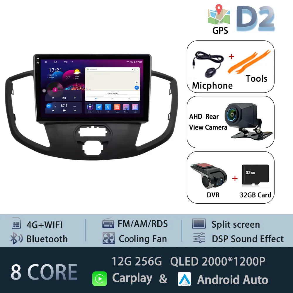 Android 15 for Ford Transit 2015 - 2018 Qualcomm Snapdragon Navigation 4G WIFI  Multimedia Player Auto Carplay auto BT