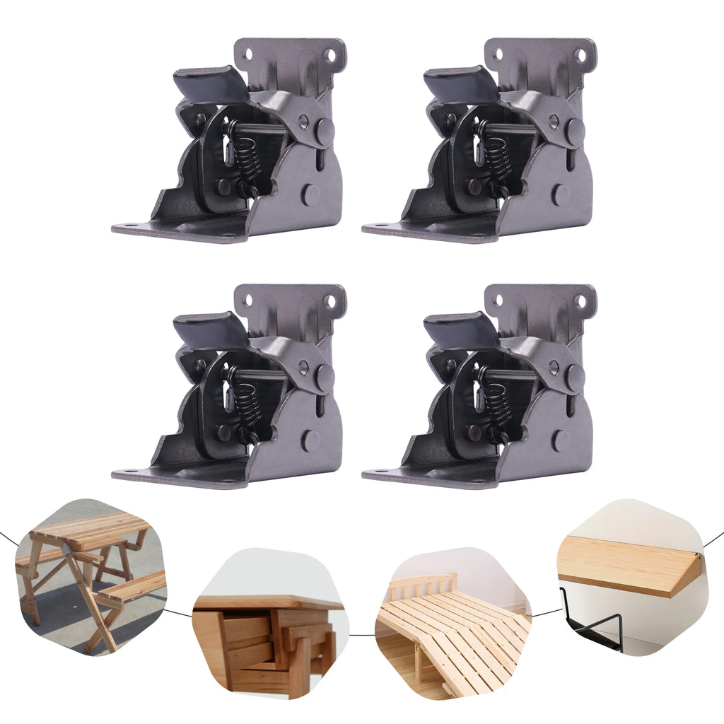 4 Pcs Folding Bracket 0°-90° Self Locking Folding Bracket Hinge Furniture Table Folding Hinge Extension Bracket