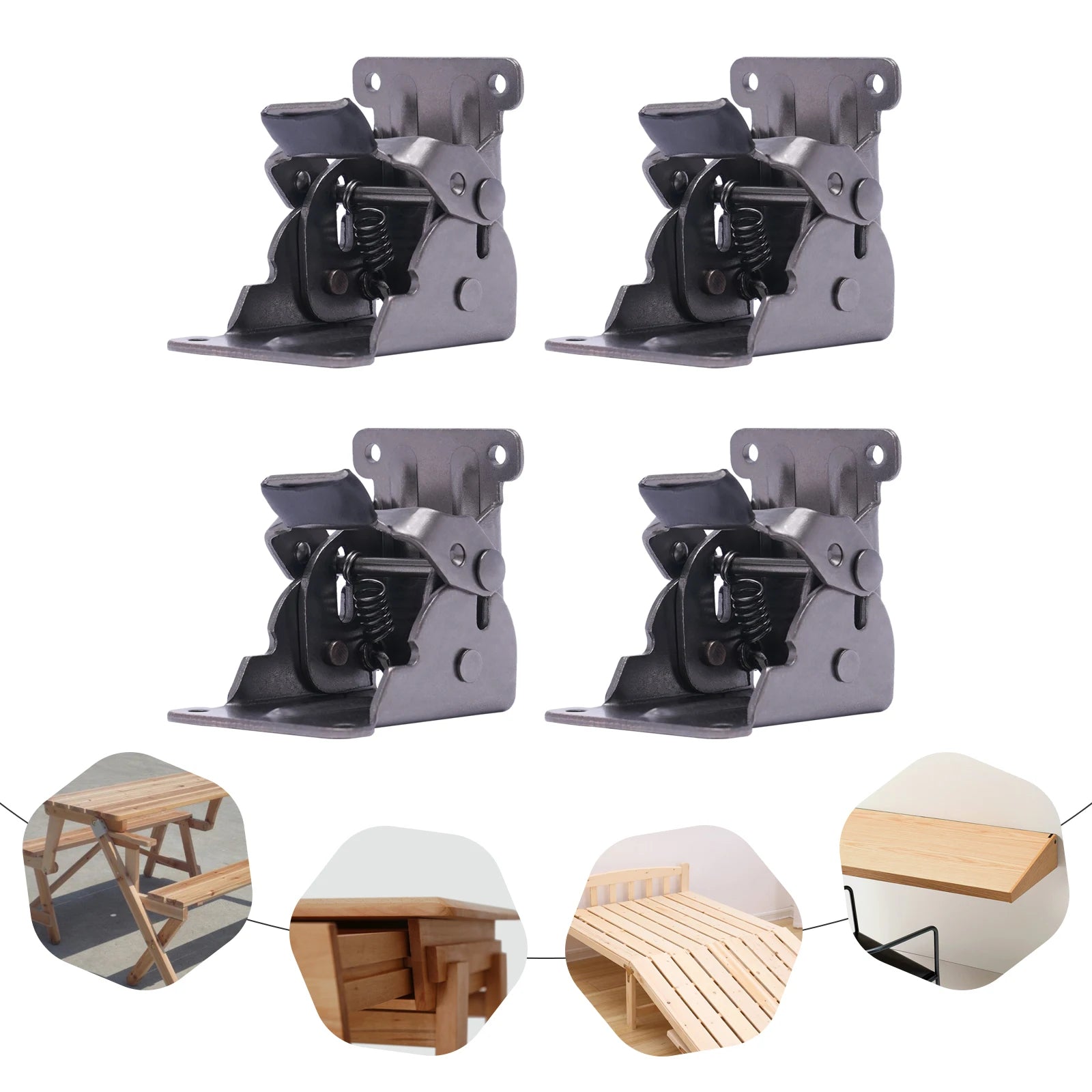 4 Pcs Folding Bracket 0°-90° Self Locking Folding Bracket Hinge Furniture Table Folding Hinge Extension Bracket