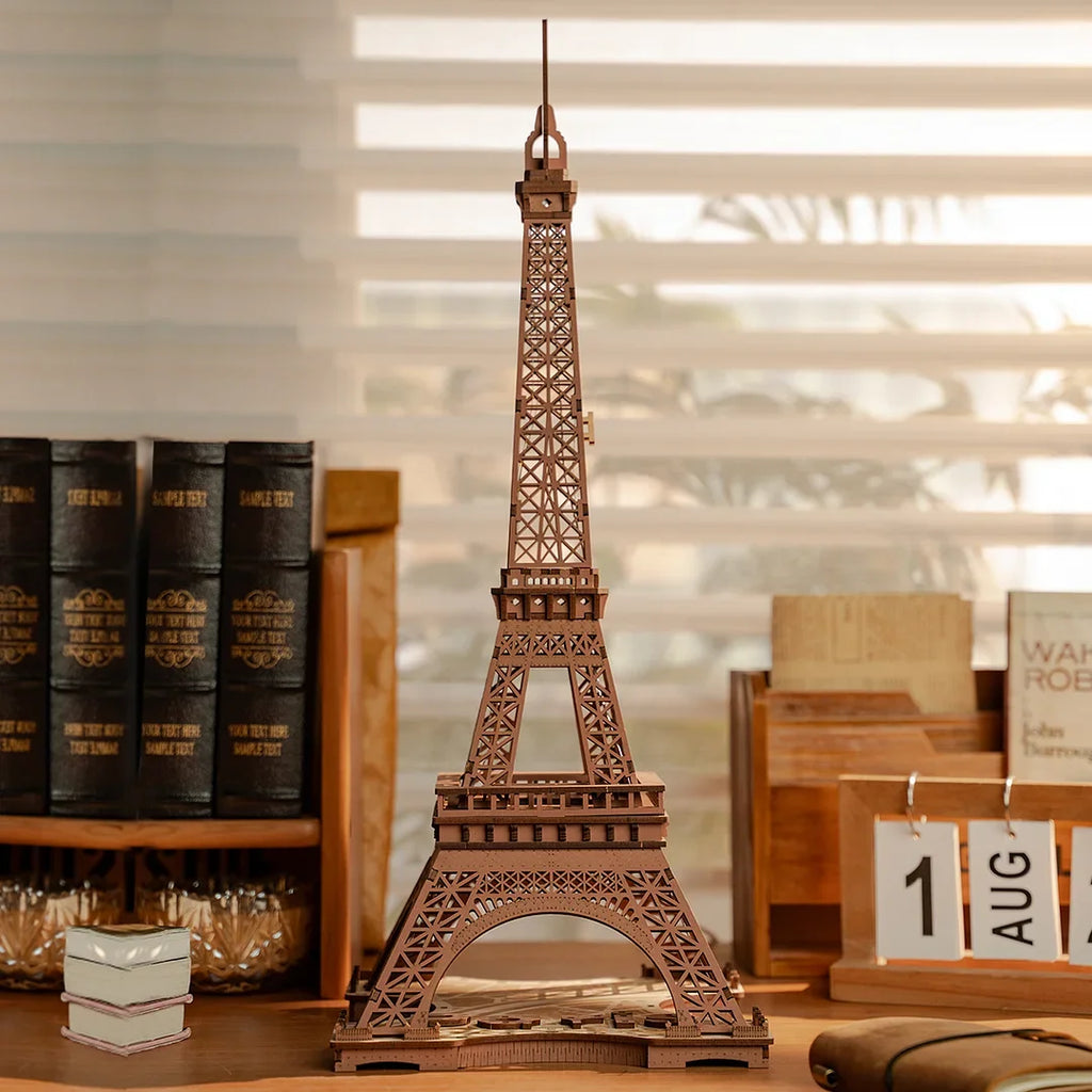Robotime Rolife Night of the Eiffel Tower 3D Wooden Puzzle for Teens Adult Miniature Views of Famous Buildings Toys Decoration