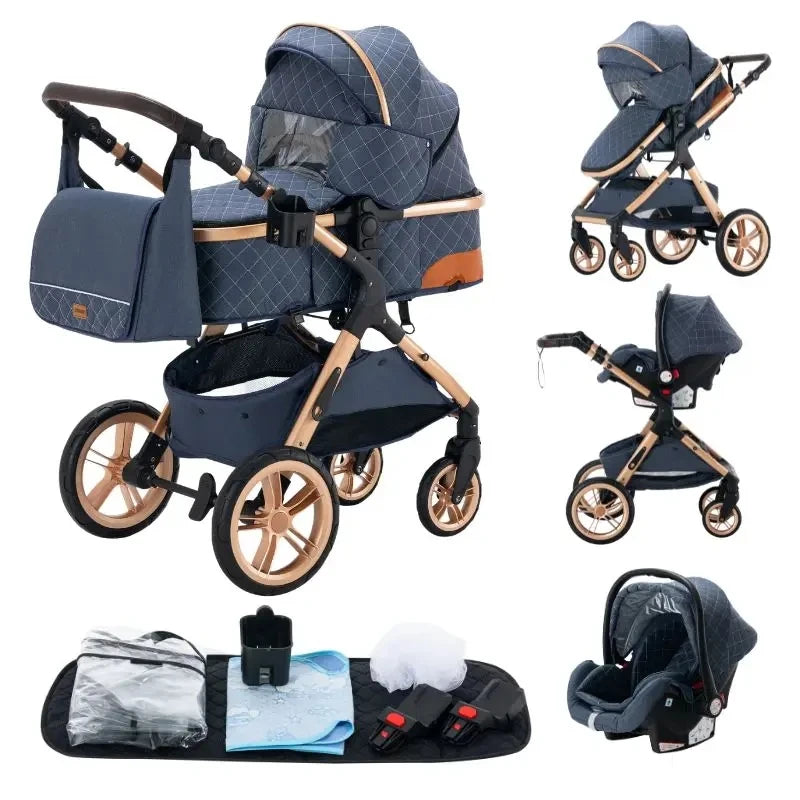 Baby Stroller 3 in 1 Multifunctional Stroller Easy Folding Travel Portable Baby Carriage Safety Seat EU Standard Free Shipping