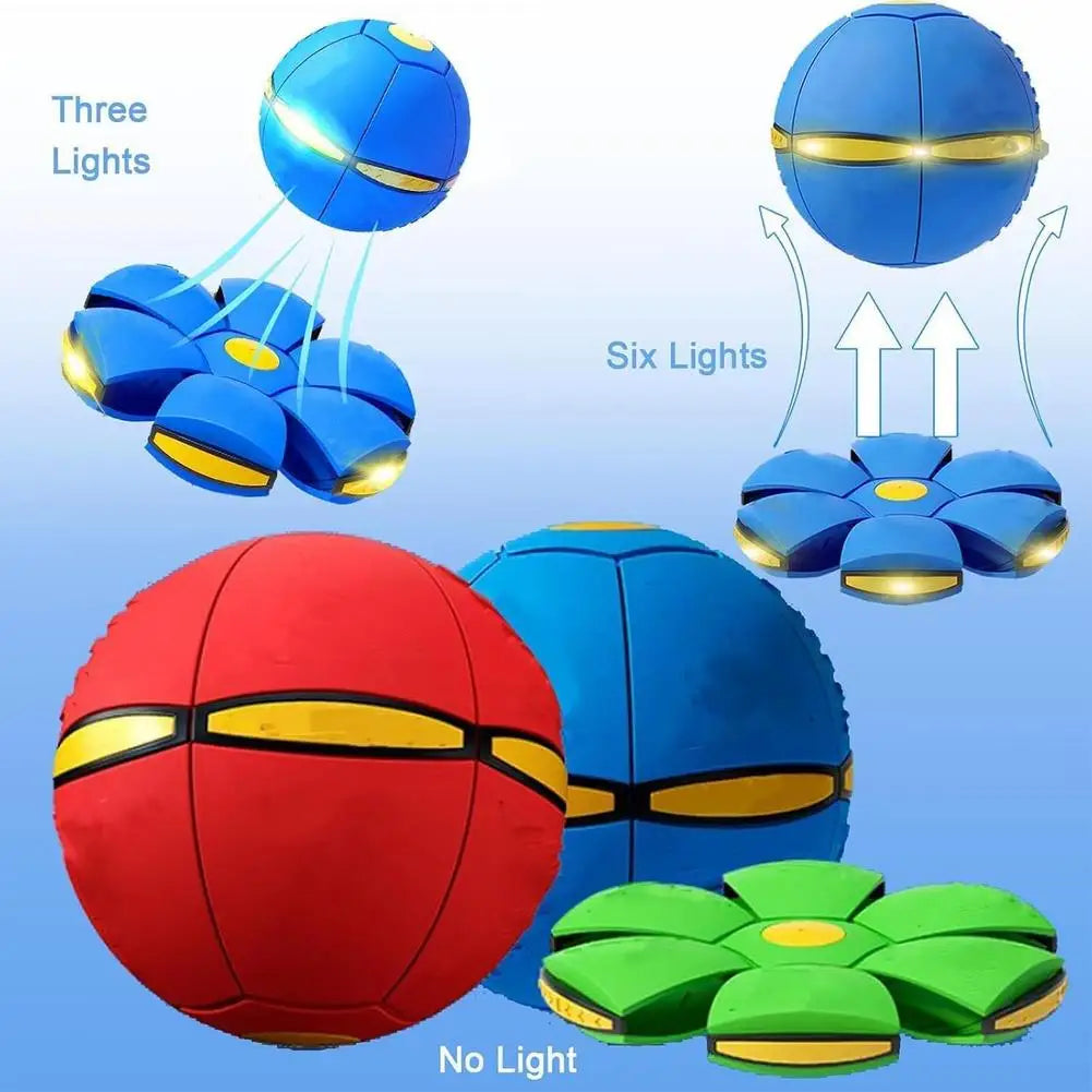 Intelligent Transformable Flying Saucer Ball Magic Elastic Deformable Toy with LED Lights for Kids Indoor Outdoor Play Game