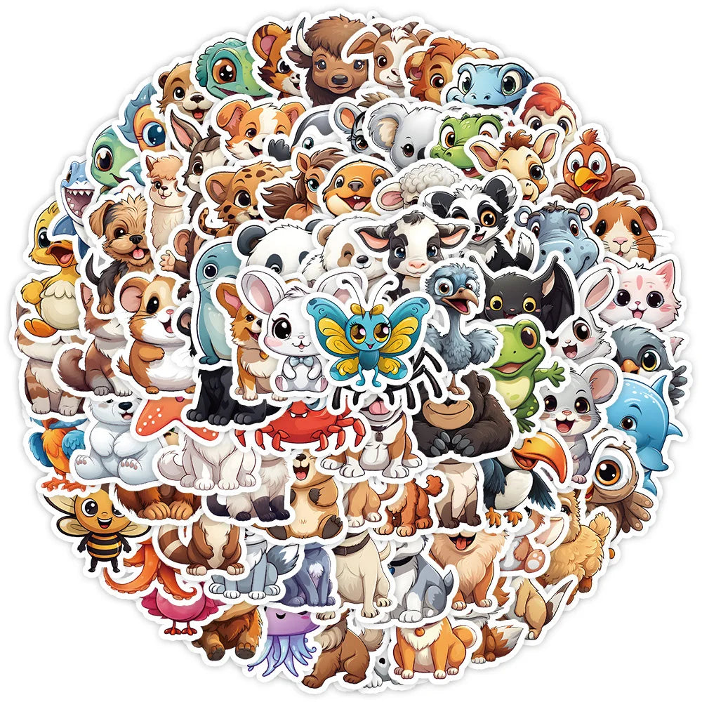 10/30/50/100pcs Cute Cartoon Baby Animals Stickers Kawaii Graffiti Decals Decoration DIY Scrapbook Luggage Phone Sticker Packing