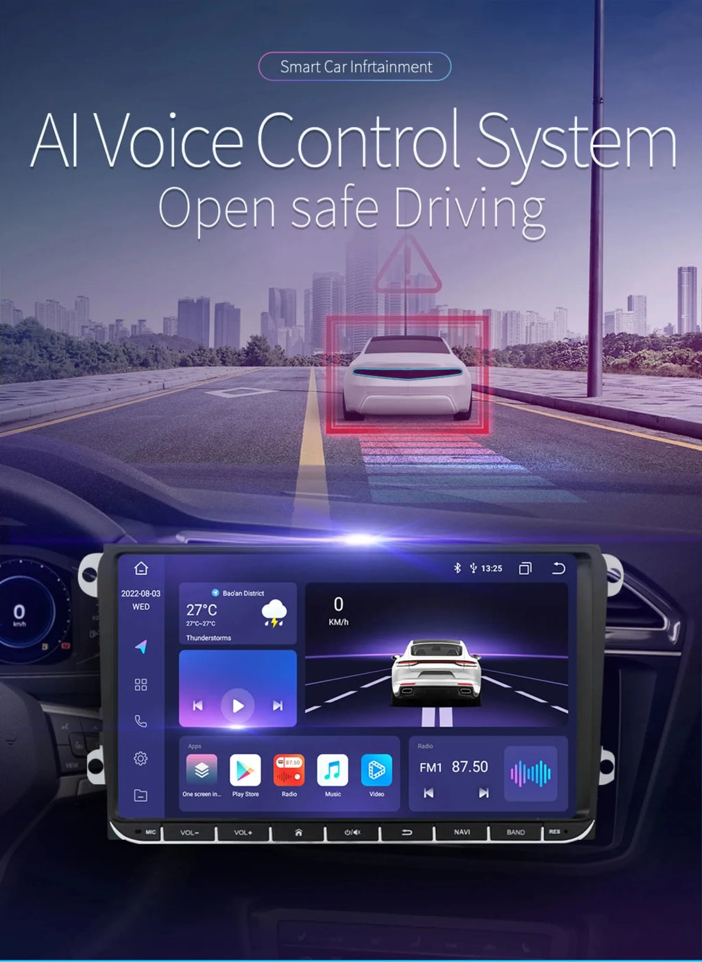 Hizpo 2din Carplay Android 14 UIS7862 Car Radio Multimedia Player for Volkswagen Golf Polo Tiguan Passat B7 B6 SEAT Leon DSP RDS