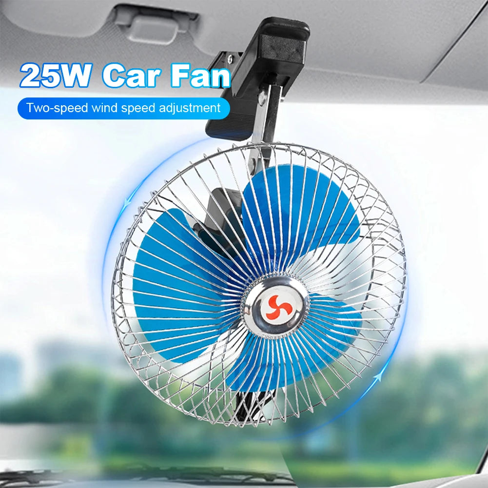 Portable Car Cooling Fan 12V 24V Oscillating Strong Air Cooler Adjustable Speed for Hot Summer Drives