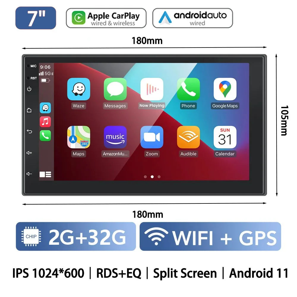 Car Radio 2 Din Multimedia Video Player Carplay Android Auto Android 13 Universal 7 Inch 2 din android Navigation Auto Stereo