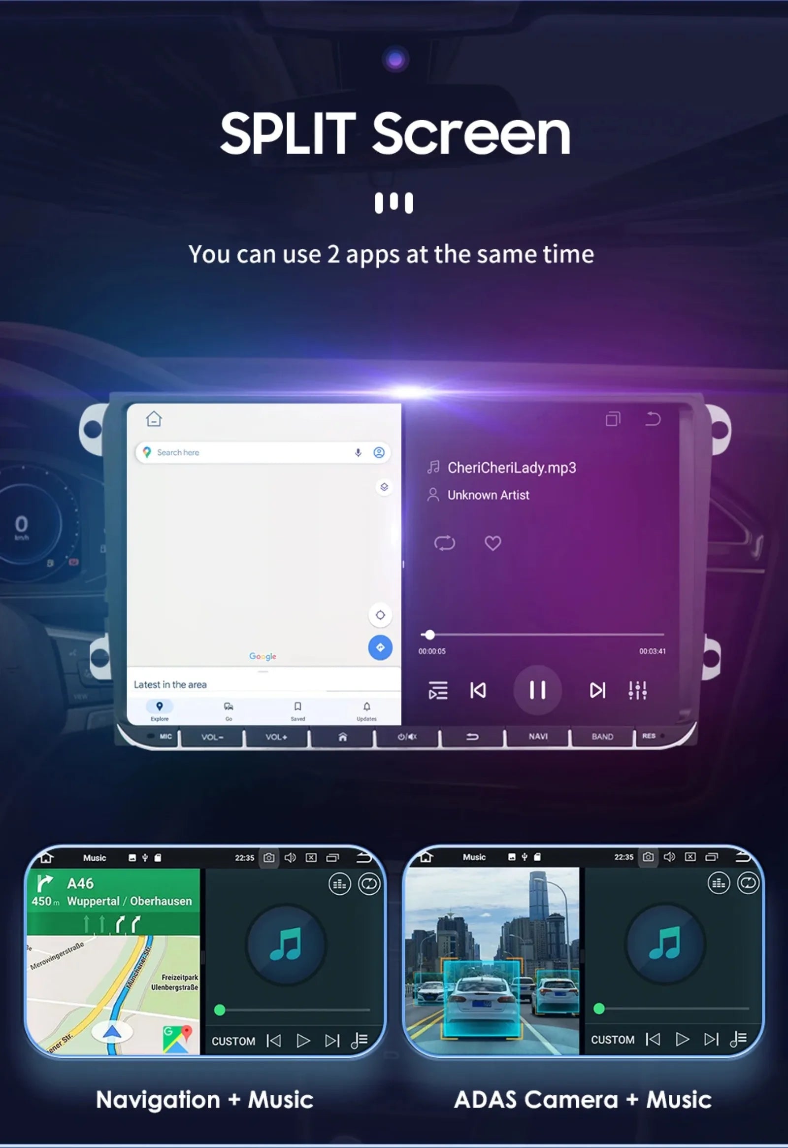 Hizpo 2din Carplay Android 14 UIS7862 Car Radio Multimedia Player for Volkswagen Golf Polo Tiguan Passat B7 B6 SEAT Leon DSP RDS