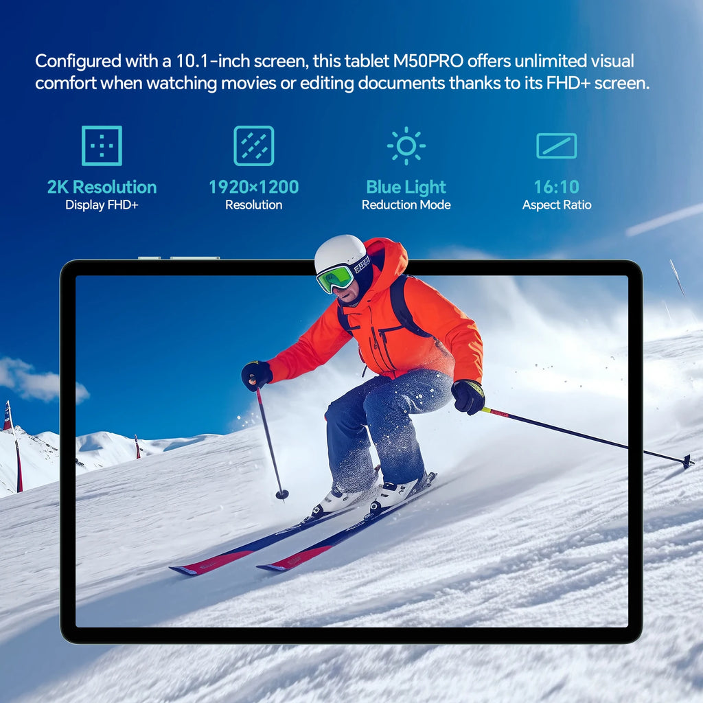 Teclast M50 Pro, Android 13 Tablet Pc, Unisoc T616 10.1 Inch, Eight Cores, 1920X1200 Fhd, (8Gb+8Gb)Max.16Gb Ram, 256Gb Rom, 4g Network, Dual Wifi, 6000Mah