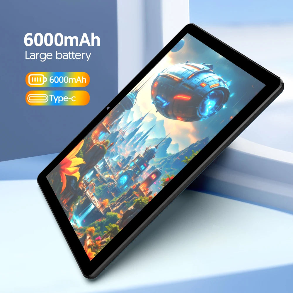 Android 15 Tablet, 10.0-inch screen, quad-core processor, 12GB RAM (3GB+9GB), 64GB storage, 2MP+8MP dual cameras，6000mAh