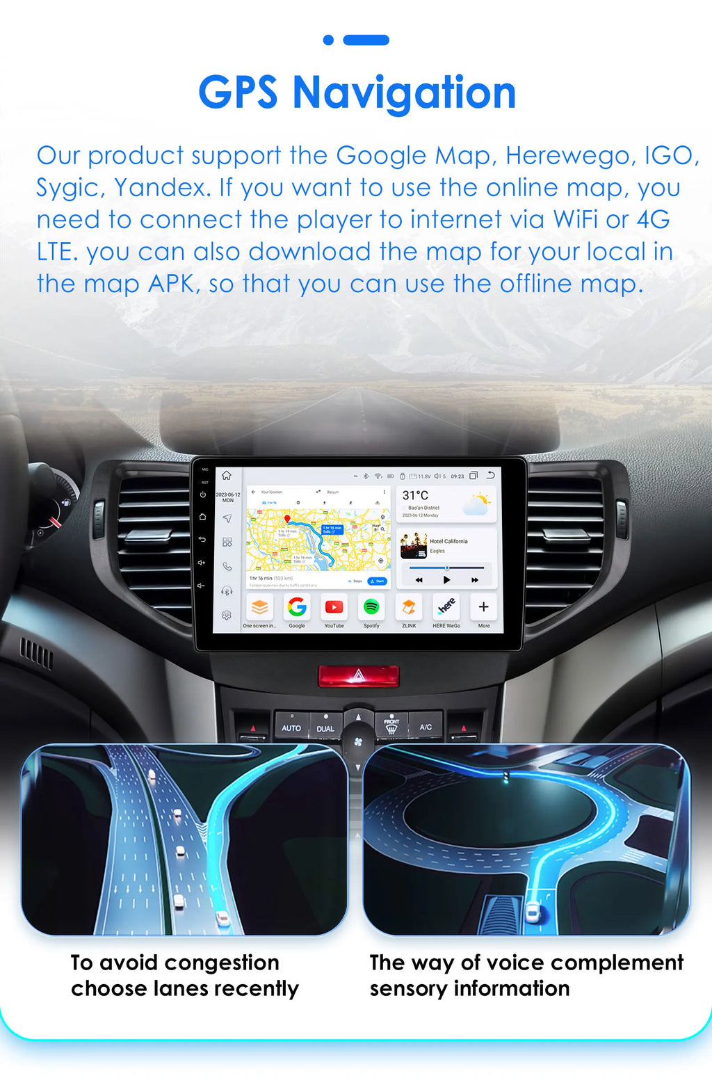 Android 12 for Honda Accord 8 Acura TSX 2008-2012 Auto radio Multimedia Video player GPS navigation Stereo 2din RDS DSP Carplay