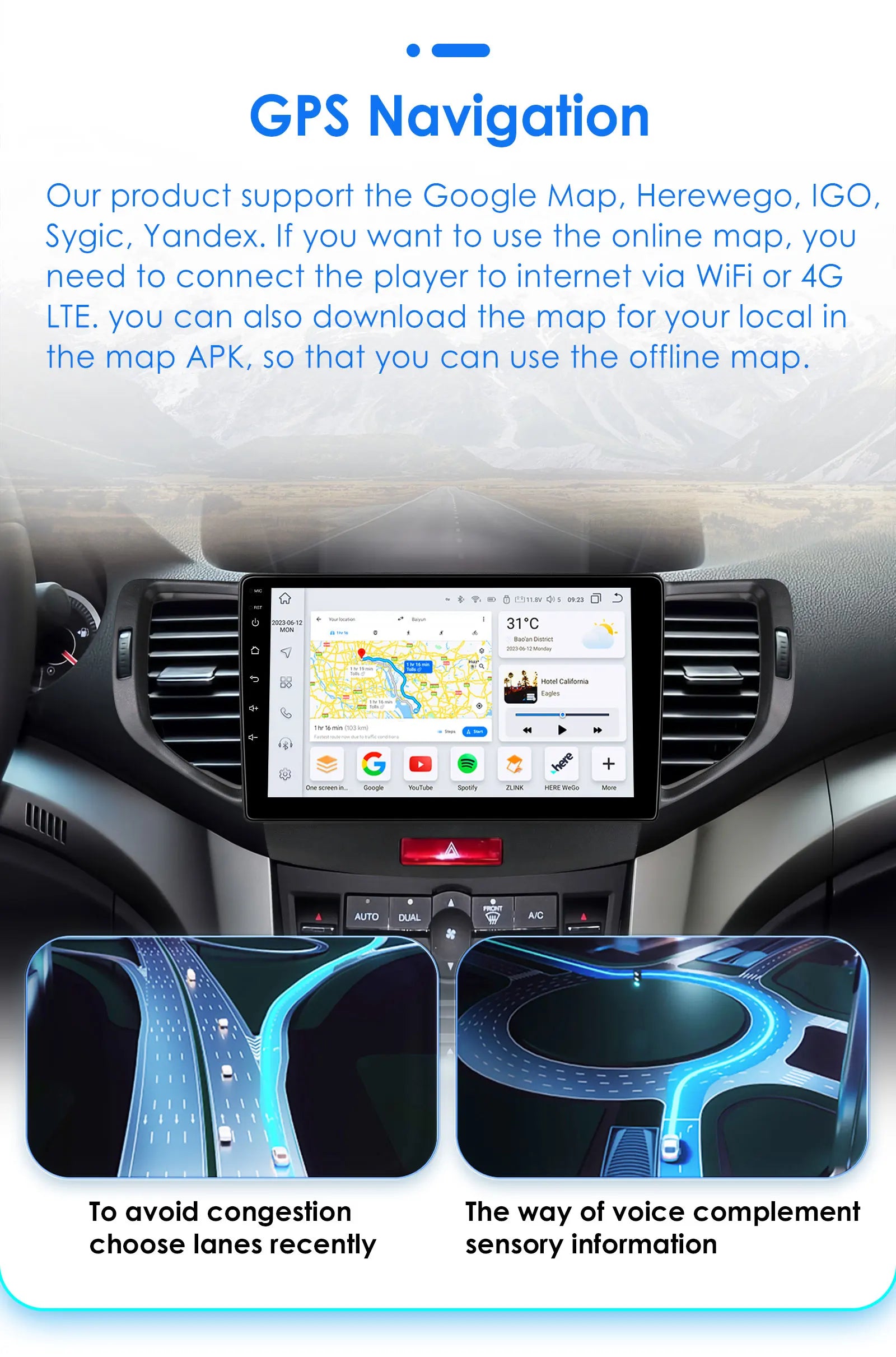 Android 12 for Honda Accord 8 Acura TSX 2008-2012 Auto radio Multimedia Video player GPS navigation Stereo 2din RDS DSP Carplay