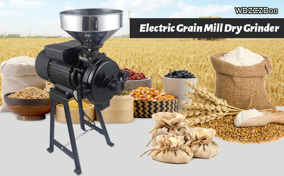Electric Grain Mill,Dry Grain Wheat Grinder Coffee Bean Milling  and Grinding Machine ,with Stainless Steel Funnel,110/220V