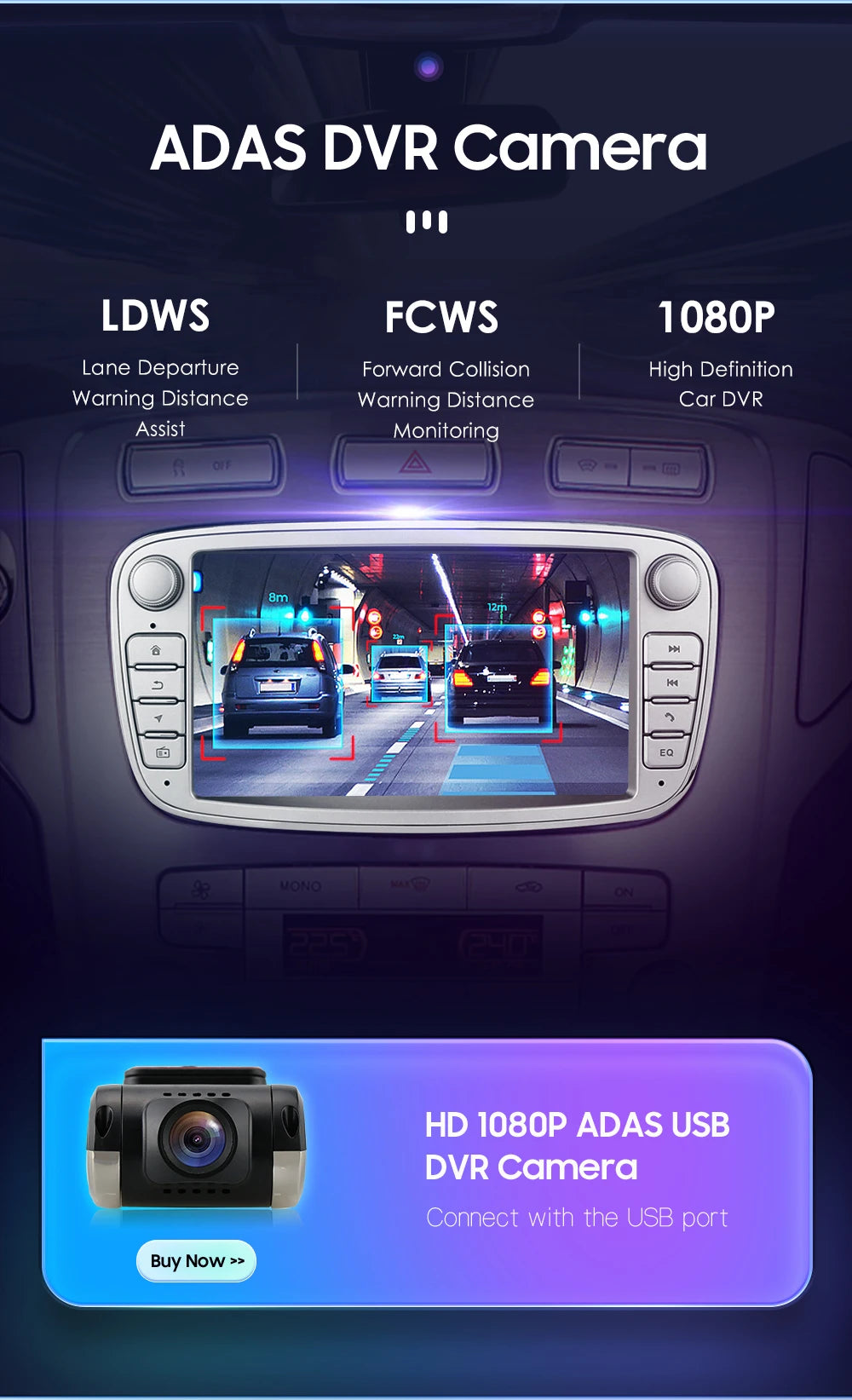 Hizpo 7inch Android Car Radio for Ford Focus S-Max Galaxy C-Max Kuga Mondeo Multimedia Auto CarPlay RDS DSP BT 4G CarPlay SWC