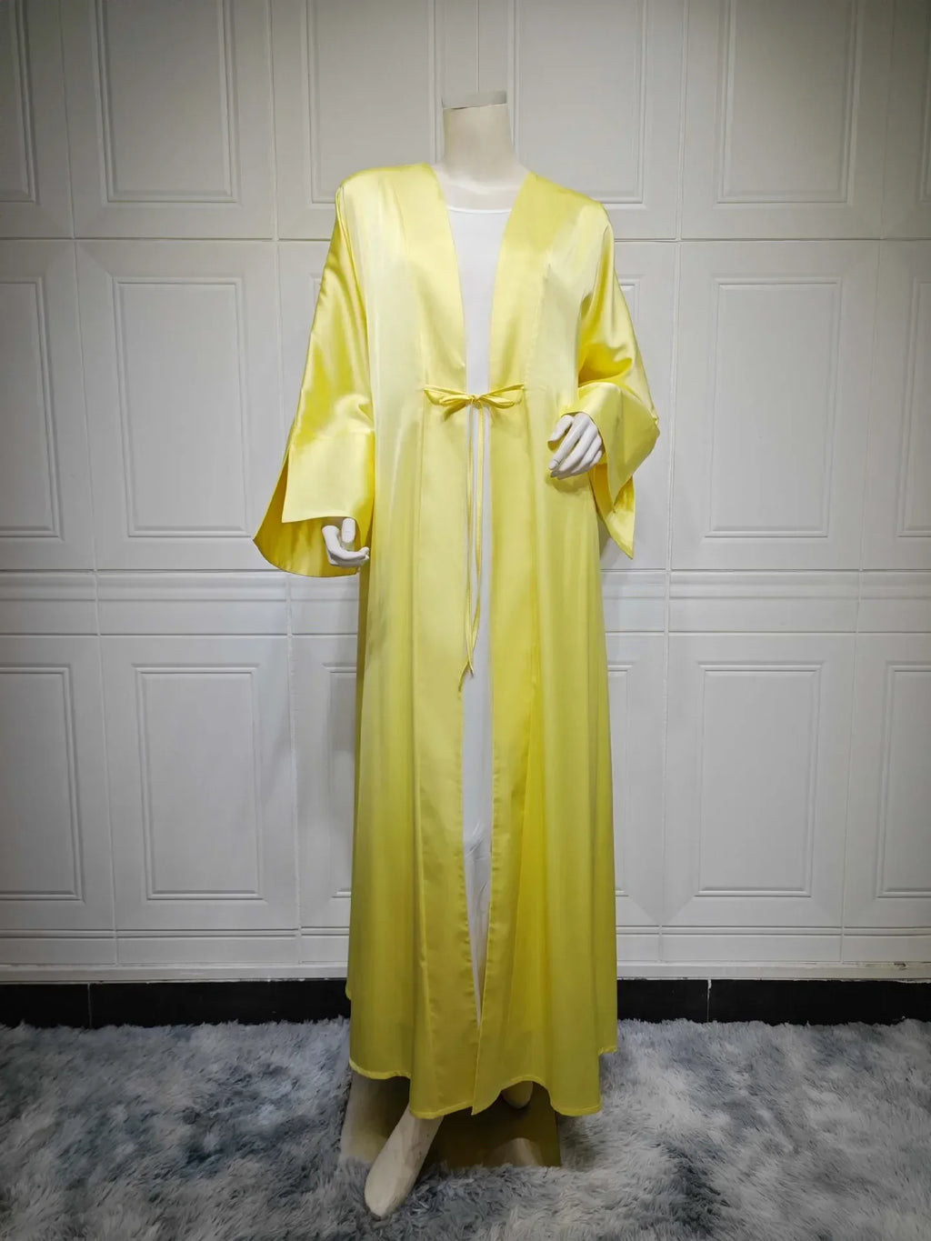 Muslim Women Pink Satin Kimono Abaya Damen Dubai Elegant Luxury Kaftan Modest Dress Islam Caftan Marocain Robe Femme Musulmane