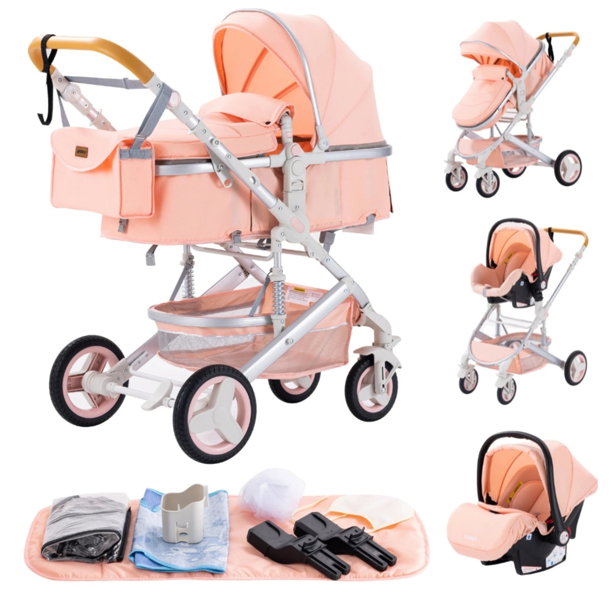 Baby Stroller 3 in 1 Easy Folding Multifunctional Stroller Travel Portable Baby Carriage Safety Seat EU Standard Free Shipping
