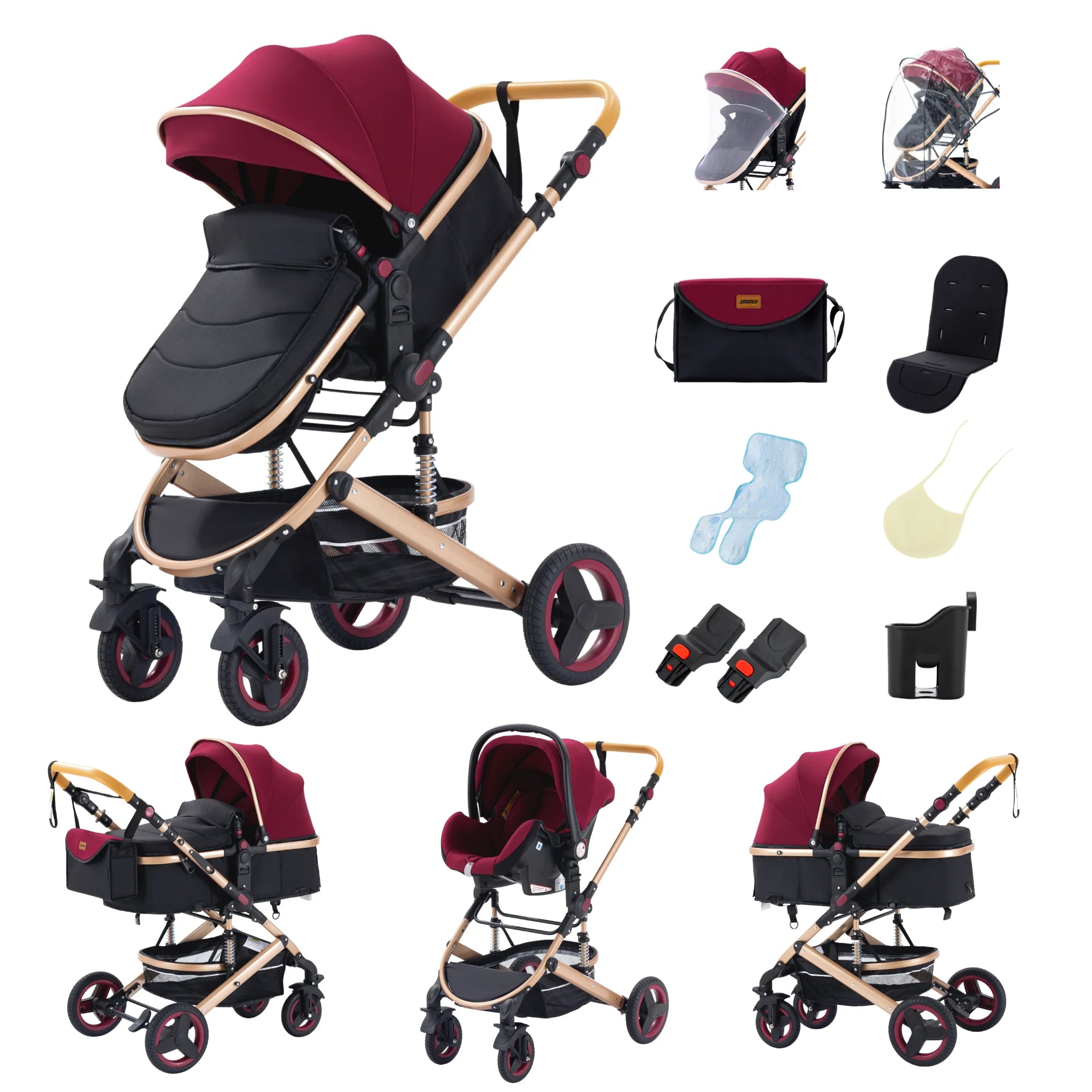 Baby Stroller 3 in 1 Multifunctional Stroller Easy Folding Travel Portable Baby Carriage Safety Seat EU Standard Free Shipping