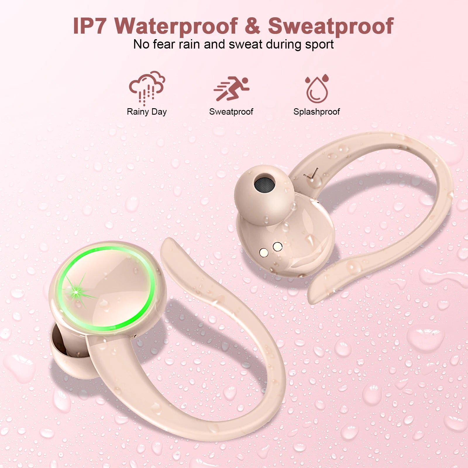 Kuizil Wireless Earbuds Sports, Bluetooth Headphones 5.3, 4 ENC Noise Cancelling Mic, IP7 Waterproof Headset, 50H Playback.