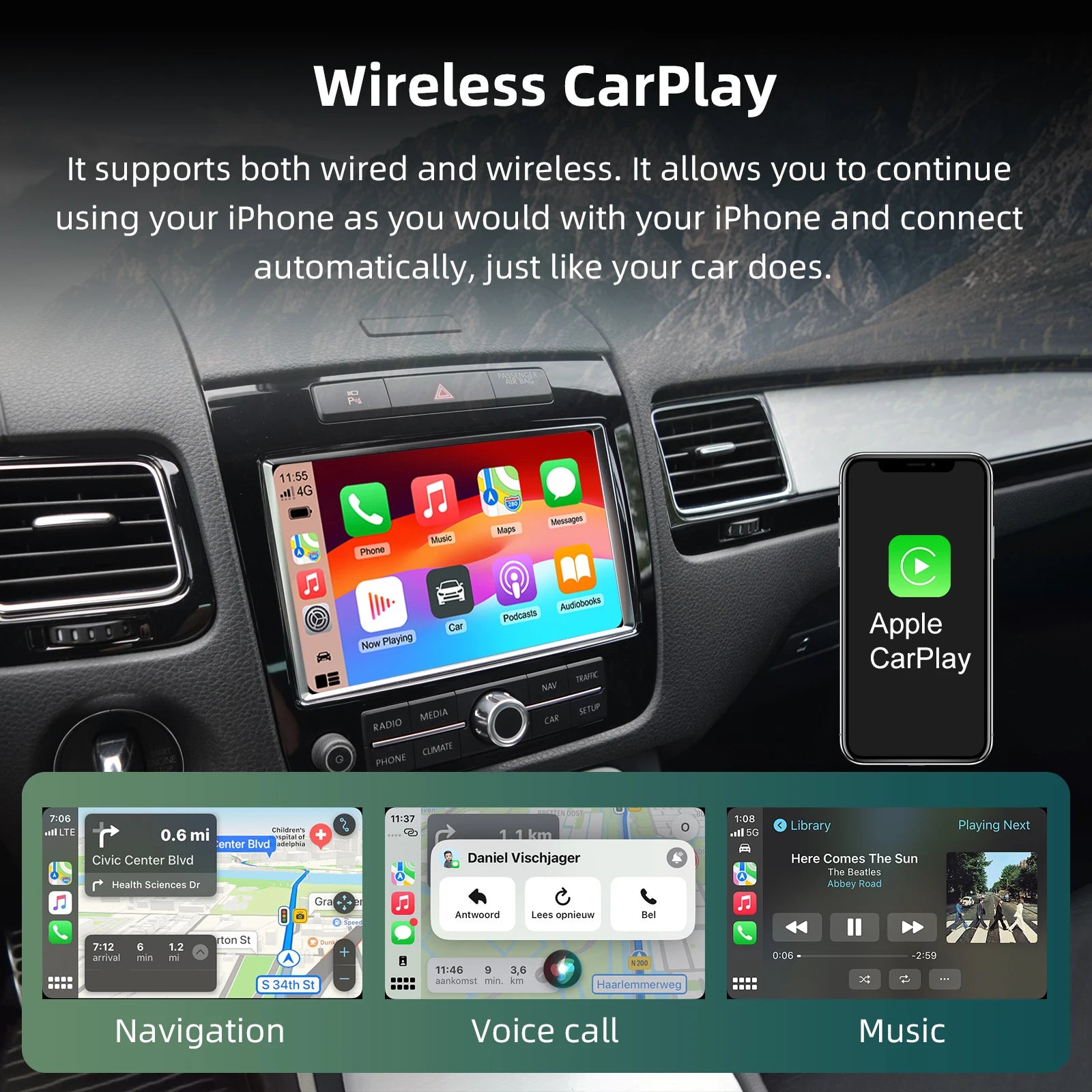 Ezonetronics OEM Screen Upgrade Decoder Box CarPlay Android Car Modification Kit for Volkswagen Touareg 8" 2011-2017