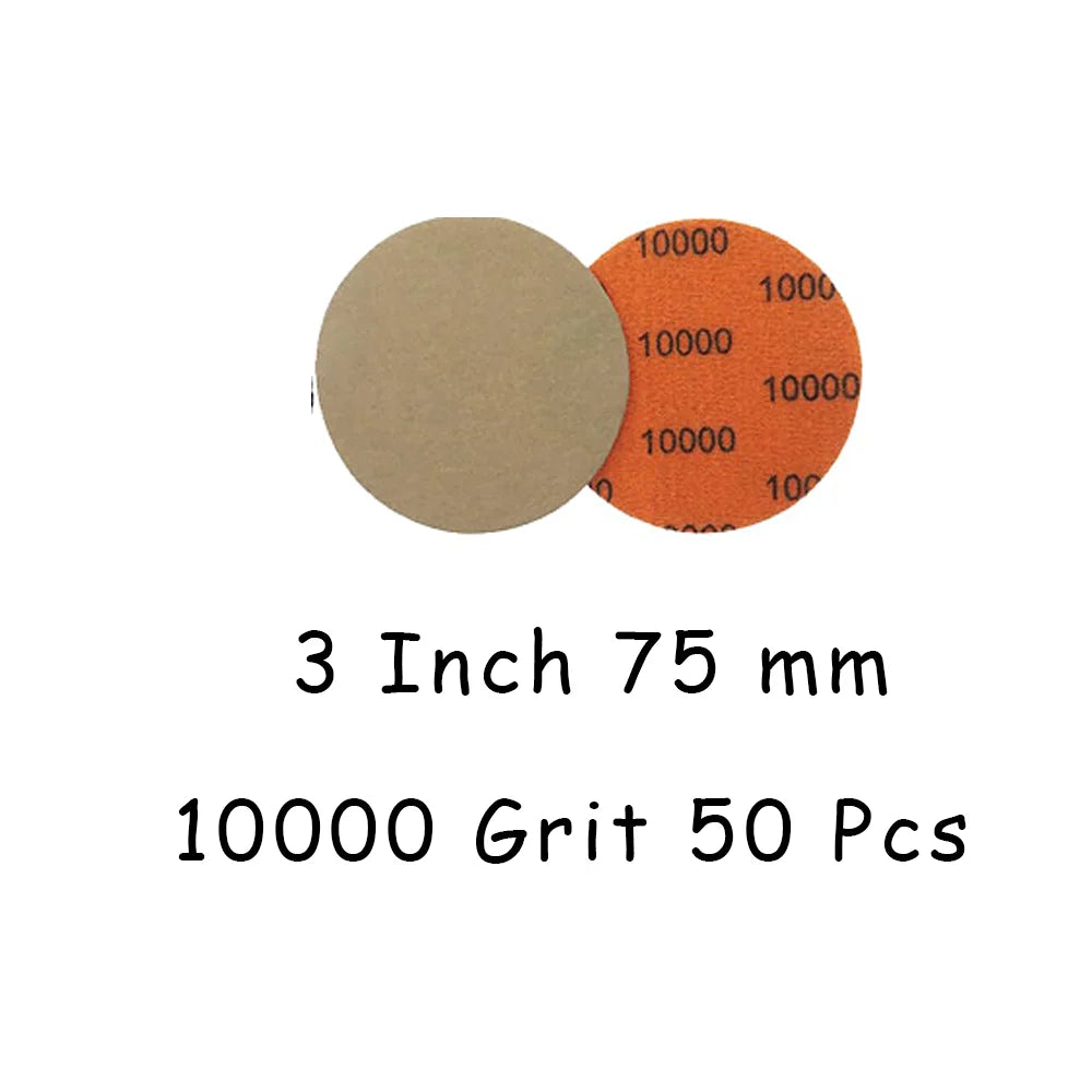 3 Inch Wet and Dry Sanding Paper 75mm Silicon Carbide Sandpaper 4/50/130 Pcs Hook and Loop Sanding Pad for Polishing Car Metal
