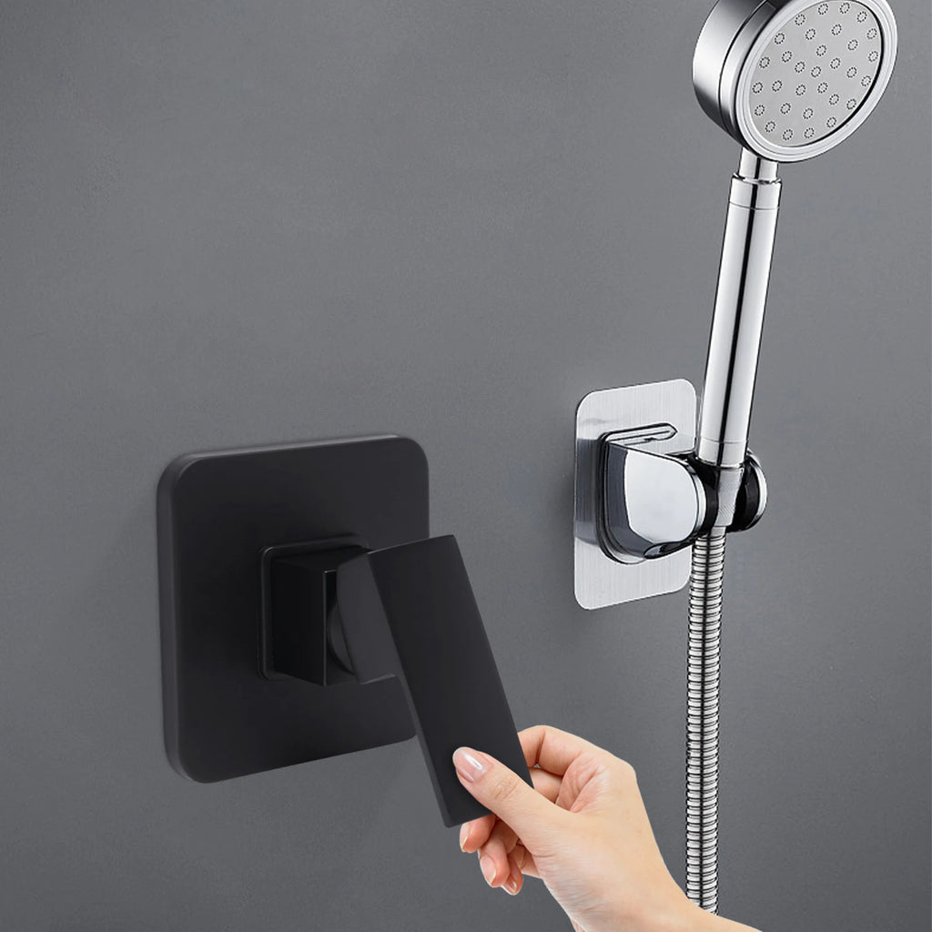 Black Shower Handle Valve Core Kit, Single Function Embedded Concealed Mixing Valve with Ceramic Core for Bathroom and Kitchen