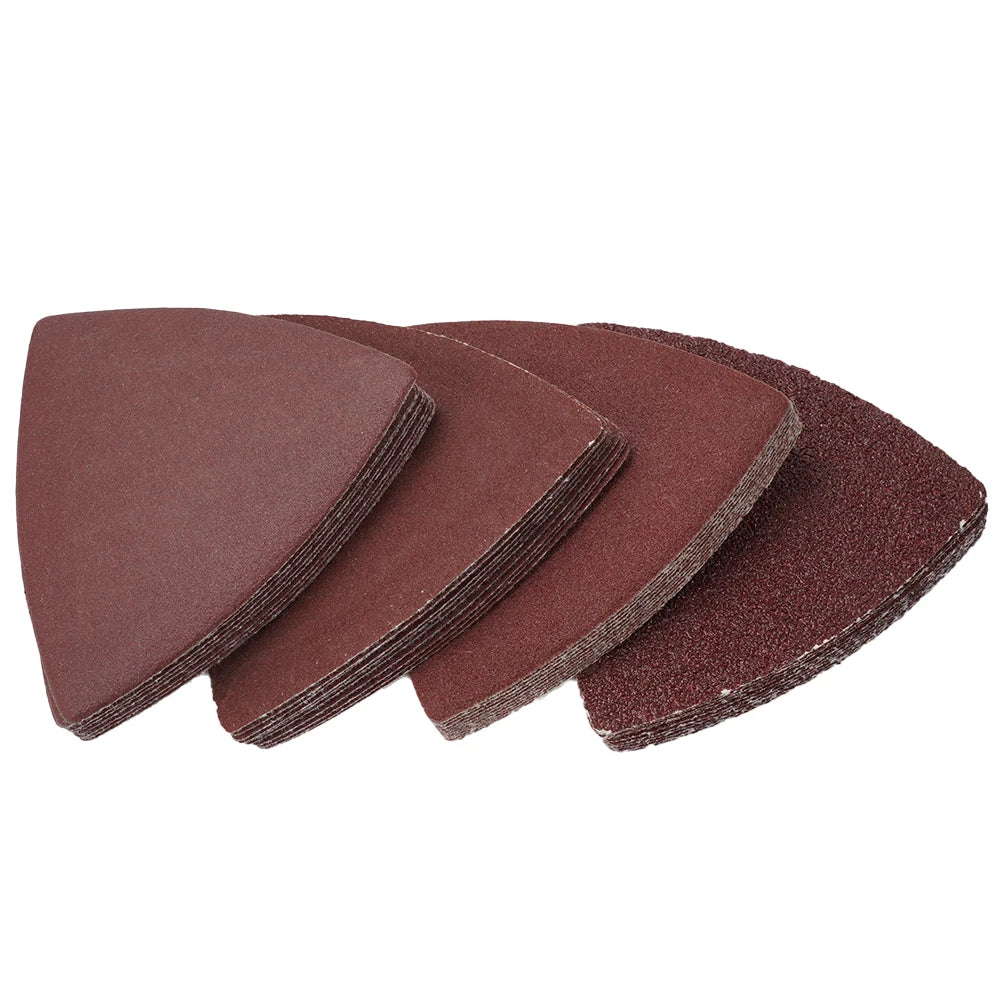 40pcs 80mm Aluminum Oxide Triangle Sandpaper Sanding Disc 60 120 180 240 Grit Fit 3-1/8 Inch Oscillating Multi Power Tool
