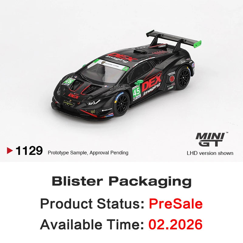 PreSale MINIGT 1129 1:64 Lamborghini Huracan GT3 EVO2 #45 DEX Imaging 2024 IMSA Daytona 24 Hrs Diecast Car Model Collection Toys