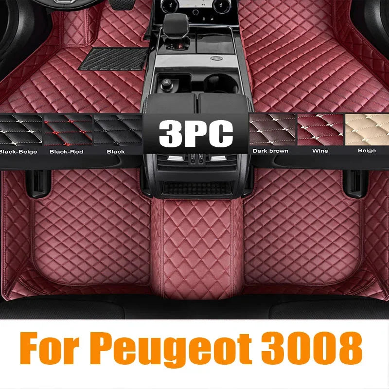 Car Mats For Peugeot 3008 P84 2017~2023 Leather Floor Mat Carpets Protective Pad Rugs Interior Parts Car 2018 2019 automotive tr