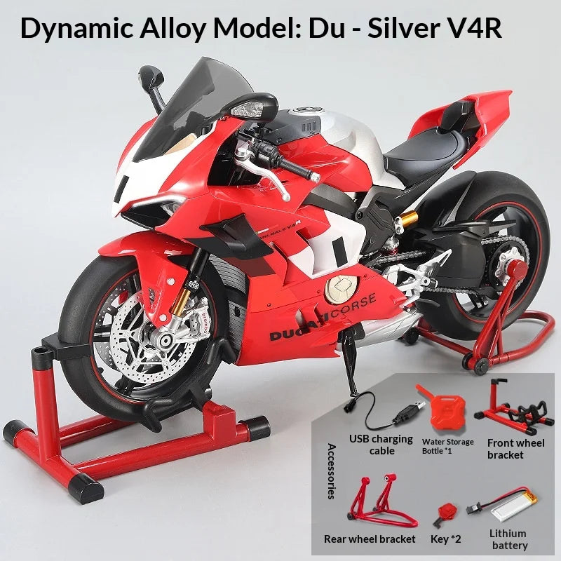 XLG 1:7 Ducati Panigale V4S Motorcycle Model - Alloy Die-Cast with Smoke Effect & Light/Sound Official Licensed Collector‘s Gift
