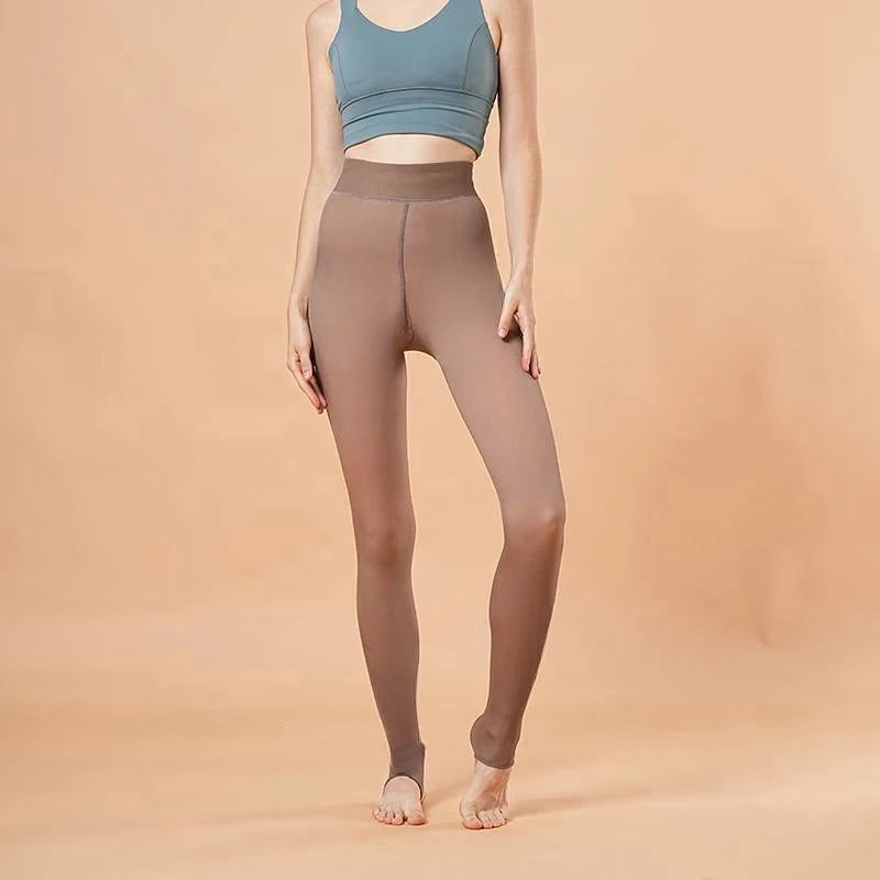 Women Thermal Leggings Winter Warm Sexy Elastic Translucent Pantyhose Female Fleece Thermal High Waist Slim Thicken Tight Pants