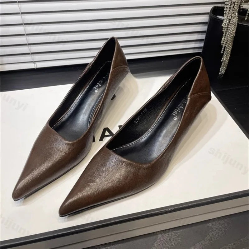 Women's High Heels Patent Leather Pointed Elegant French Sexy High Heels Burgundy Nude Pumps Wedding Bridal Quality Red Shoes