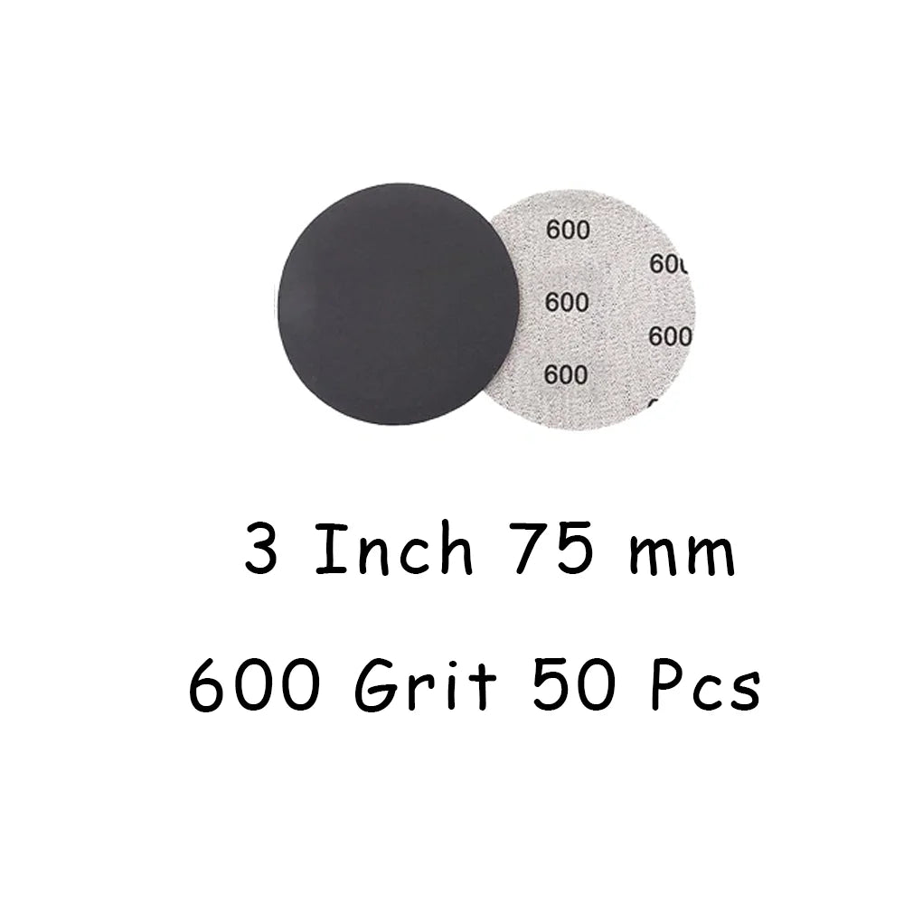 3 Inch Wet and Dry Sanding Paper 75mm Silicon Carbide Sandpaper 4/50/130 Pcs Hook and Loop Sanding Pad for Polishing Car Metal