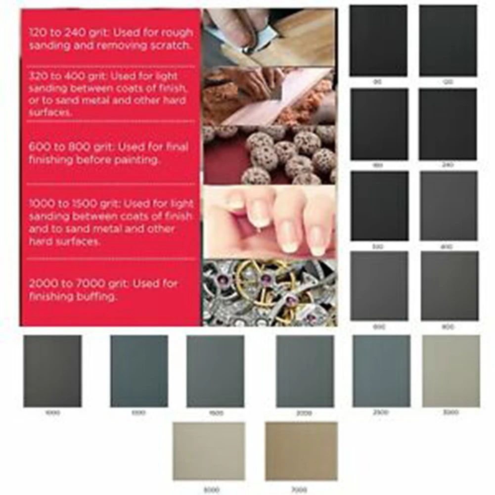 15Pcs Sanding Paper Wet&Dry Sandpaper Set 400-3000 Grit Grit Sand Paper Abrasive Tools For Sanding Wood Furniture Finishing