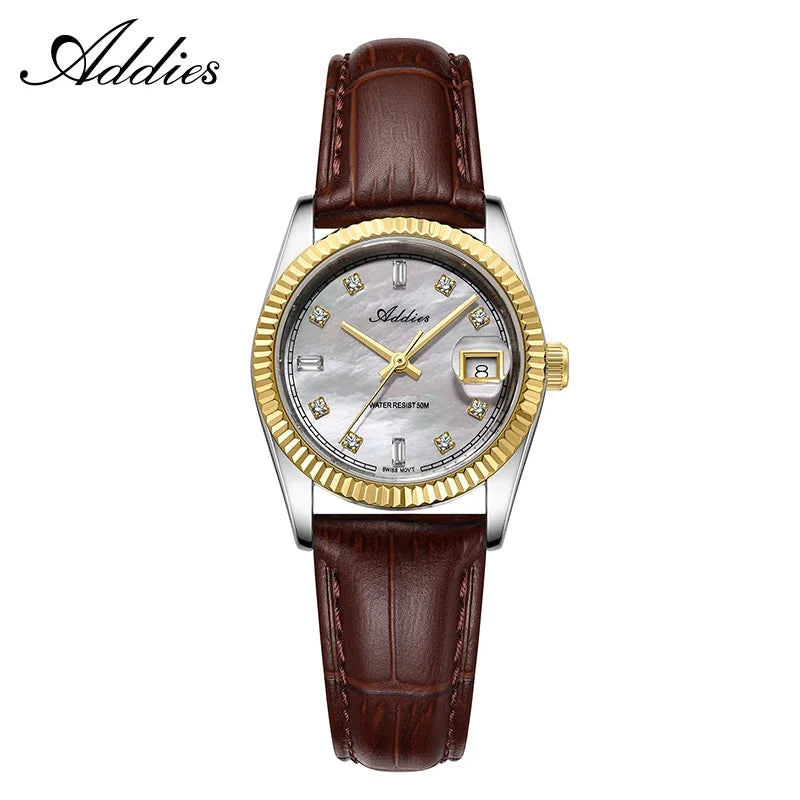 ADDIES 585 Quartz Women's Watches Sapphire Glass 5Bar Waterproof 316L Stainless Steel Diving Fashion Luxury Wristwatch For Woman