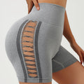 Sexy Side Hollow-out High-Waist Yoga Shorts Seamless Slim Fit Hip-Lifting Gym Sports Outdoor Three-Point High Elasticity
