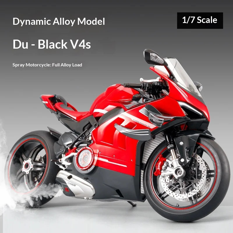 XLG 1:7 Ducati Panigale V4S Motorcycle Model - Alloy Die-Cast with Smoke Effect & Light/Sound Official Licensed Collector‘s Gift