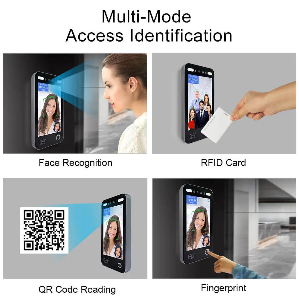 Hebrew 8 Inch Dynamic Face Recognition Biometric Fingerprint Machine  Face Recognition WiFi Cloud Supporte Access Control System