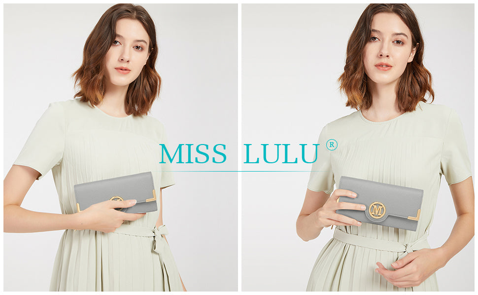 Miss Lulu WOMEN'S purse Long Wallet with zipper PU leather Card hand fan keys Holder Phone Case