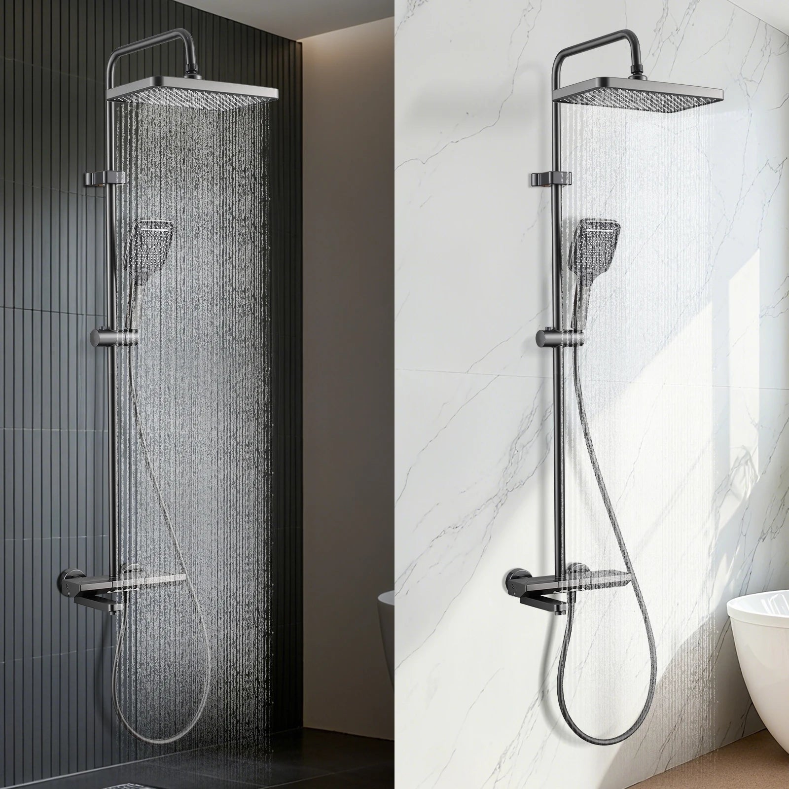 Bathroom Faucet Set Foldable spout 180° swivel spout Premium minimalist style Includes shower column and showerhead set