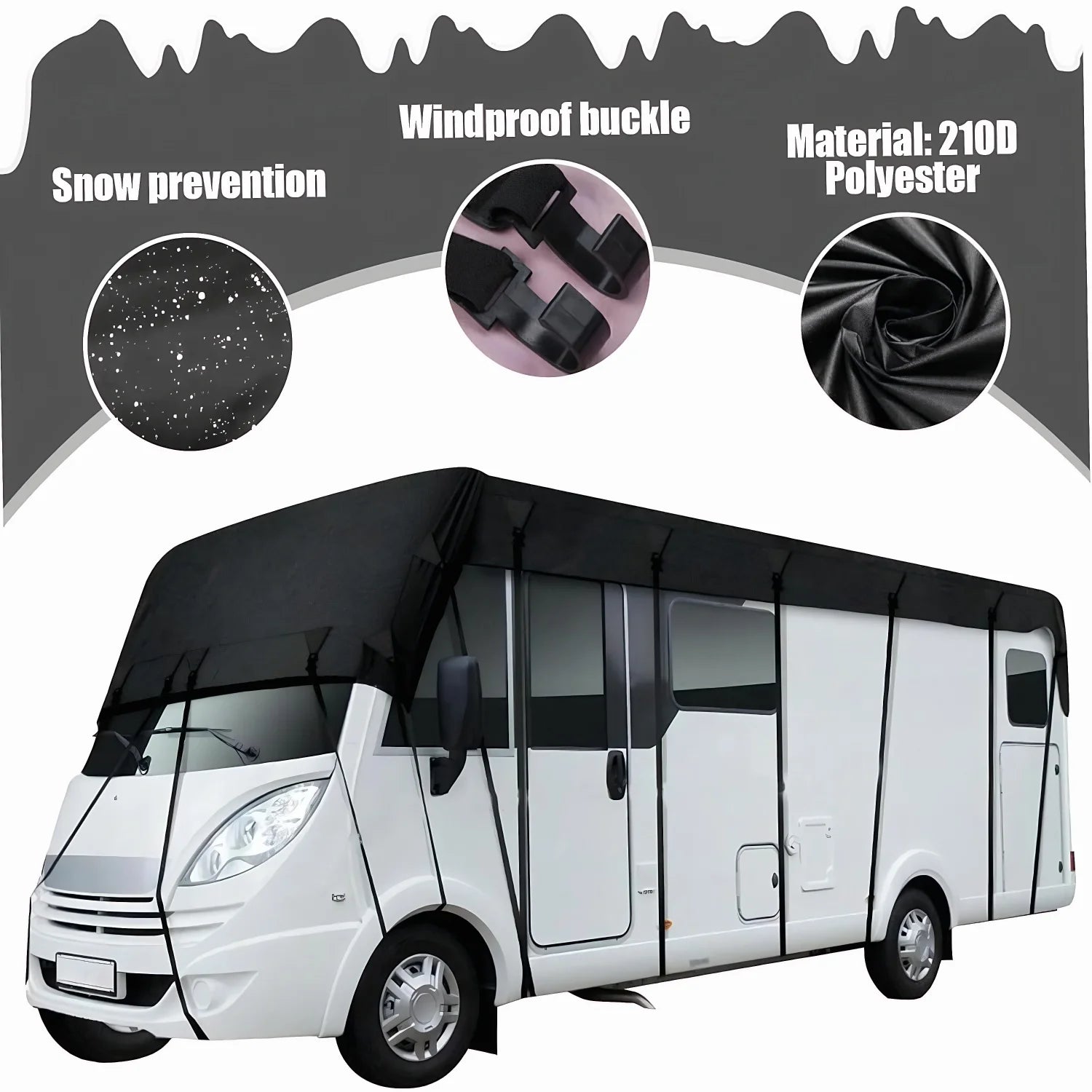 Heavy Duty RV Roof Cover Waterproof UV Resistant Fits 16-37 ft RVs Travel Trailers Class A/B/C Motorhomes Popup & Truck Campers