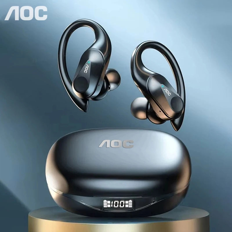 Choice AOC Sports Wireless Bluetooth 6.0 Earphones Waterproof LED Battery Display Gaming Low Latency LP75