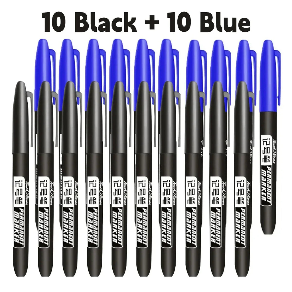 6-20PCs/Set Permanent Marker Pen Fine Point Waterproof Markers Thin Nib Crude Nib Black Blue Red Ink 1.5mm Fine Color Marker Pens