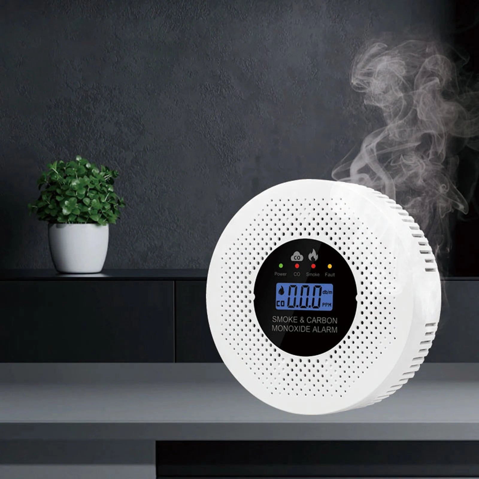 Smoke and Carbon Monoxide Detector with LCD Display Carbon Monoxide Alarm Powered by Battery for House Apartment Kitchen